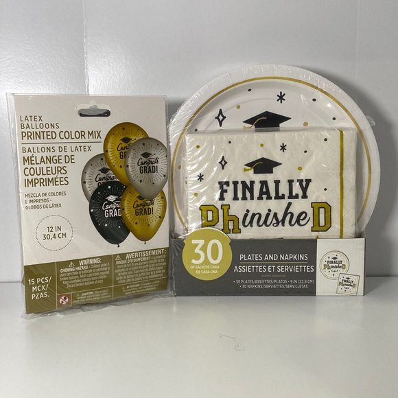 PHD Congrats Napkins and plates kit with Balloons - Picture 1 of 1